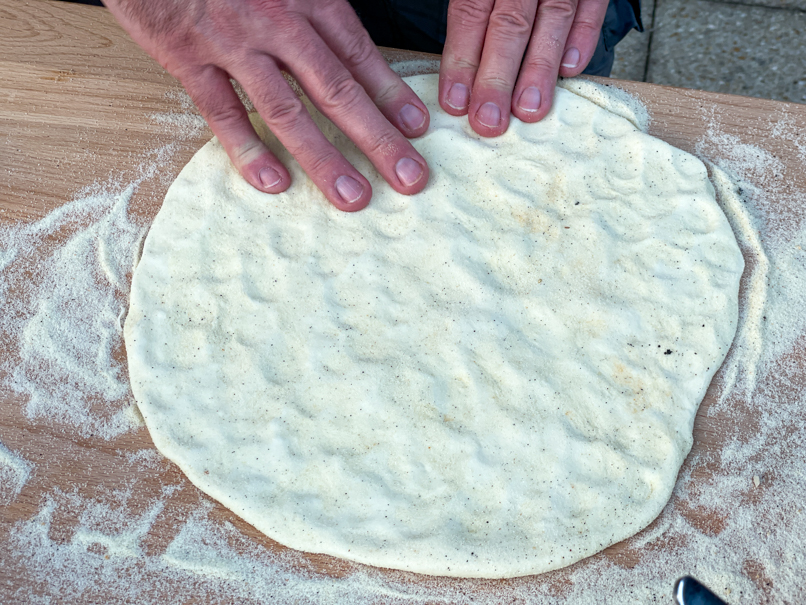 Das ist die fertige Variante des Pizzateigs.